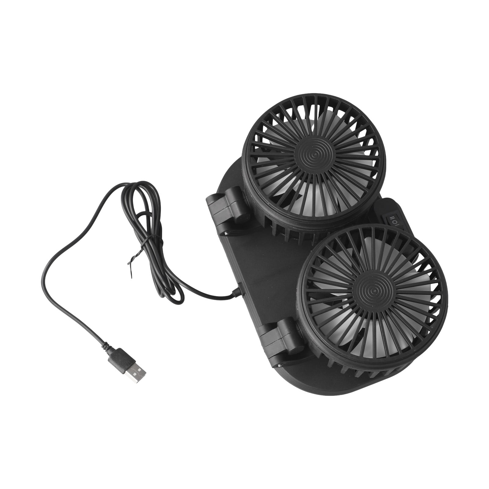 360° Adjustable Dual Head Car Fan USB Car Home Cooling Fan Powerful Double-Head