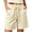 Beige-shorts for women, variant on Plus Size Waffle Shorts for Women High Waisted Drawstring Short Pants Solid Color Casual Bermuda Shorts with Pockets