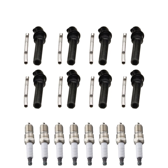 Set of 8 ISA Brand Ignition Coil Boots and ISA Brand Spark Plugs Compatible with 1998-201 Mercury Grand Marquis 4.6L V8 Replacement for DG508