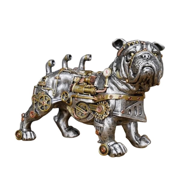Resina mecánica Punk perro estatua artesanía Steampunks Animal escultura arte decoración (A) Likrtyny Libre de BPA
