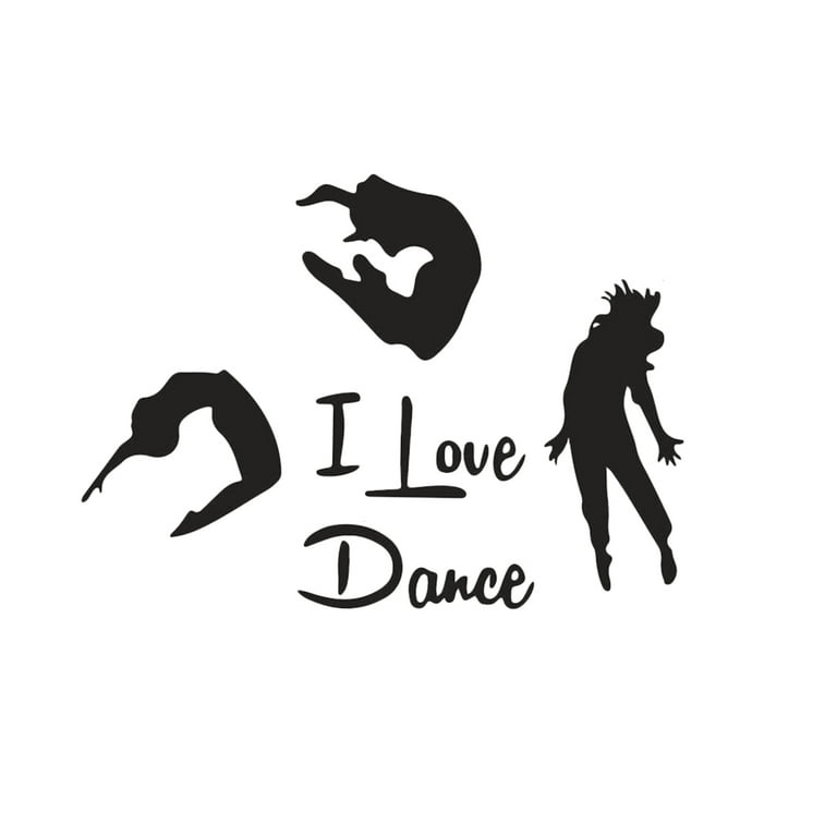 Etereauty I Love Dance Wall Stickers Home Decor DIY Three Dancers Decals  Removable Living Room Bedroom Art Murals Decoration