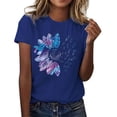 thumbnail image 2 of T-shirts Grande Taille pour Femmes, Imprimé Lettre, Manches Courtes, Col Rond, T-Shirt Décontracté, Oversize, Bleu TTTG, 2 of 5