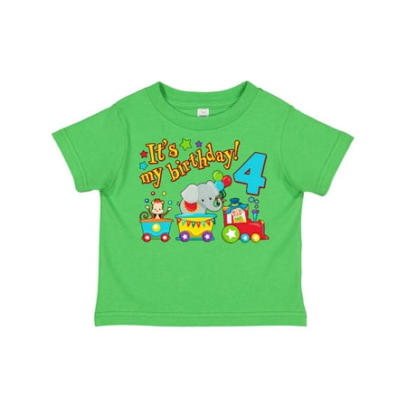 

Inktastic Its My Birthday- Circus Train 4th Birthday Gift Toddler Boy or Toddler Girl T-Shirt