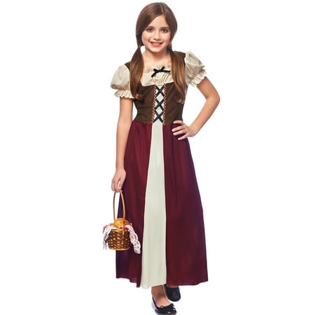 Peasant Girl Childs Renaissance Medieval Burgundy Halloween