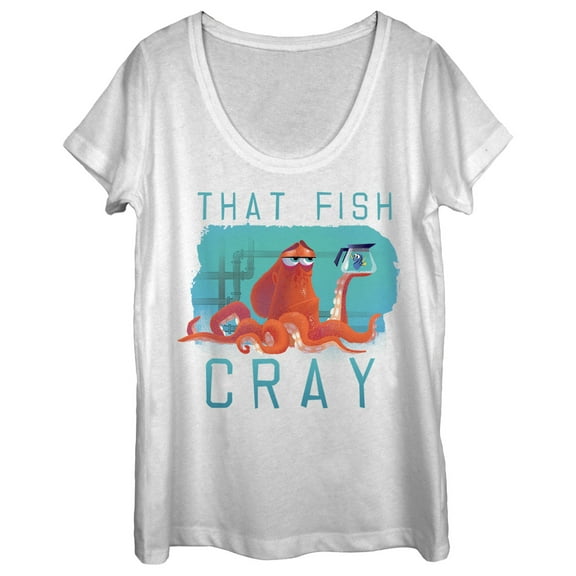 Women's Finding Dory Hank Thinks That Fish Cray  Scoop Neck White X Large