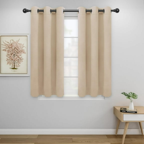 Wehilion 2 Panels Solid Thermal Insulated Grommet and Noise Reduction Window Drapes, Blackout Curtains for Bedroom, Room Darkening Curtains for Living Room,