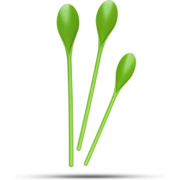 Crisp 3 Piece Green Plastic Poly Mixing Spoon Set