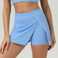 thumbnail image 2 of oqasdz Women's New Summer Solid Color Tennis Short Skirt Ice Sense Movement Slit Culottes Running Fitness Sports Tennis Skirt, 2 of 8