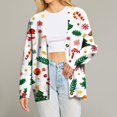 thumbnail image 2 of Women's Fashion Long Sleeve Christmas Print V-Neck Button Loose Cardigan Top, Knit Sweater for Casual Outfits and Comfort,White,S, 2 of 7