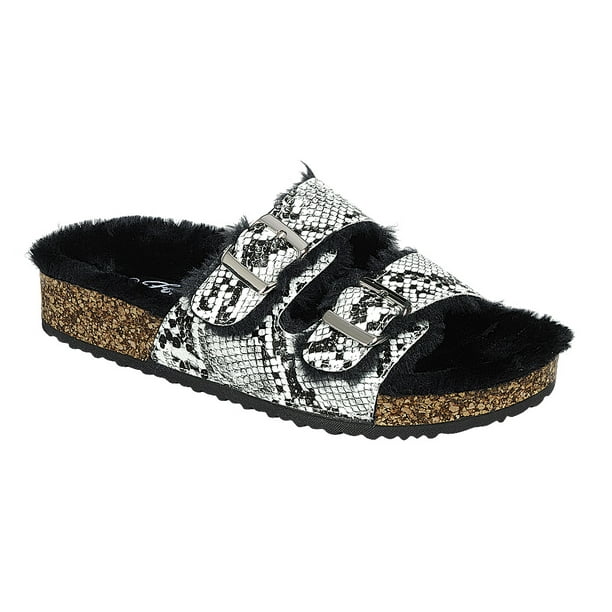 double buckle strap footbed sandals