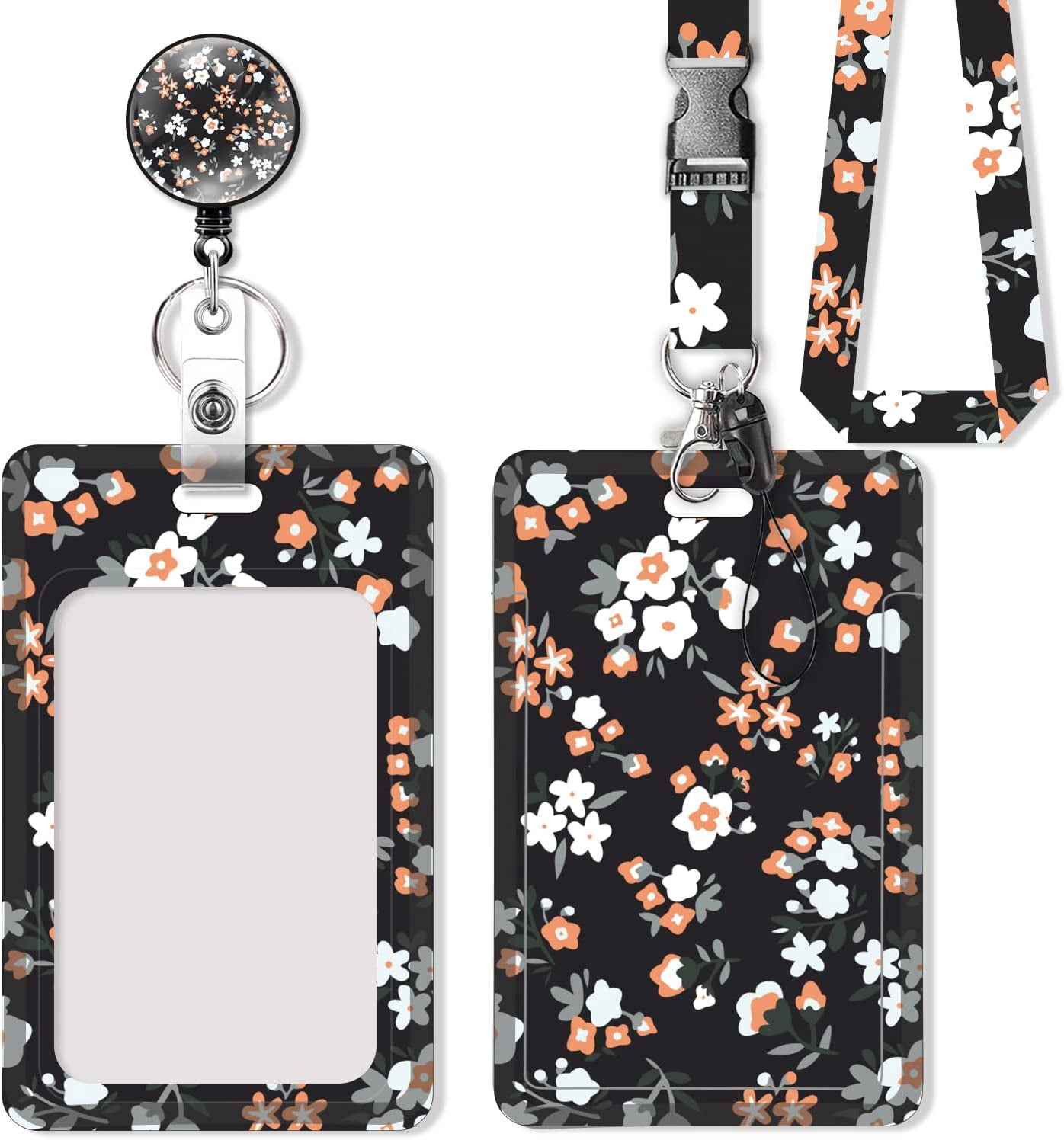 Retractable Badge Holder, ID Holder with Detachable Neck Lanyard
