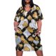 thumbnail image 1 of Trajes de cartas con patrón de símbolos para mujer vestido de noche holgado con bolsillo negro Perla y dorado ropa de lujo, 1 of 6
