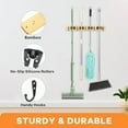 thumbnail image 4 of Mop and Broom Holder Wall Mount, Bamboo Broom Hanger with 4 Racks and 5 Hooks, Laundry Room Decor, Self Adhesive Over the Door Broom Organizer, Wall Organizer for Home Garage Closet (1 Pack), 4 of 7