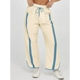 thumbnail image 5 of Women'S Baggy Wide Leg Pants Casual Drawstring Elastic Waisted Contrast Color Workout Y2K Track Pants Ivory White L, 5 of 7