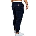thumbnail image 3 of Men's Slim Fit Casual Long Straight Leg Pants Pencil Jogger Streetwear Cargo Pants Navy blue XXXL, 3 of 3