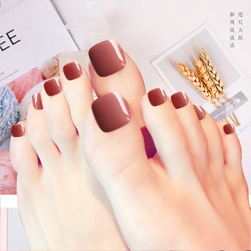 Short False Toenails Artificial Feet Nails Full Cover Square Fake