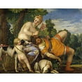 thumbnail image 2 of Veronese, Paolo 18x15 Gold Ornate Wood Framed with Double Matting Museum Art Print Titled - Venus and Adonis, 2 of 4