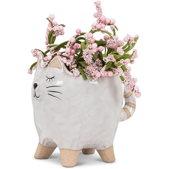 Abbott Collection Ceramic Cat Planter Small Stoneware 4 Inch