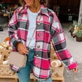 thumbnail image 6 of Lohuatrd Women Spring Autumn Plaid Print Shirt Coat Lapel Long Sleeve Single Breasted Casual Loose Blouse Jacket Cardigan Streetwear, 6 of 8
