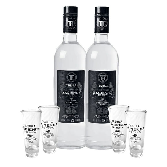 Pack de 2 Hacienda de Tepa Cristalino 750 Ml + 4 tequileros