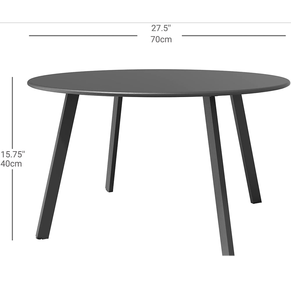 Kadyn Round Coffee Table, Patio Side Table for Garden, Tea Table for Balcony, Black Kadyn Round Coffee Table, Patio Side Table for Garden, Tea Table for Balcony, Black