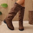 thumbnail image 5 of hzomhy Womens Mid Calf Boots Round Toe Buckle Strap Low Block Heel for Casual Daily and Winter Wear, 5 of 9