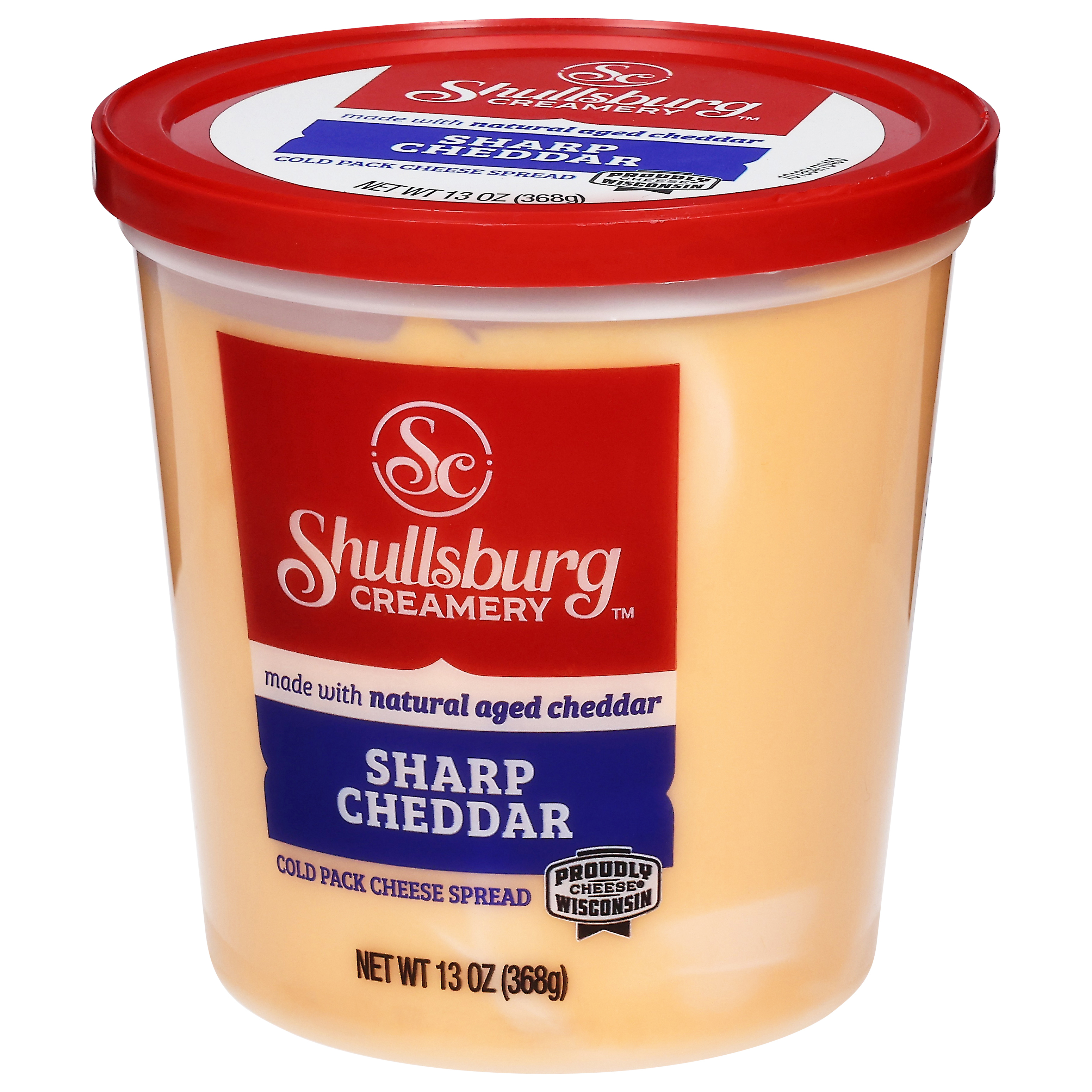Shullsburg Creamery Sharp Cheddar Spreadable Cheese Spread, 13 oz, Tub, Refrigerated
