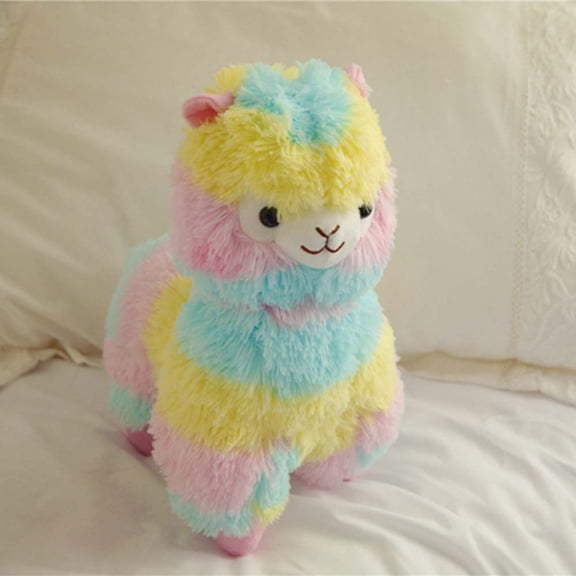 25cm Soft Rainbow Alpaca Plush Toy, Colorful Fluffy Llama Stuffed Animal, Cozy Cuddle Gift & Home Decor for Kids