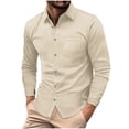 thumbnail image 2 of pstuiky camisetas de manga larga para hombre, Camisa informal de manga larga con botones, cuello vuelto, color liso, con solapa a rayas y bolsillo para hombre camisetas de hombre l, 2 of 9