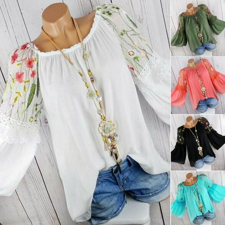 Plus Size Boho Women Long Sleeve Kaftan Baggy Blouse T Shirt Tops Casual Tunic