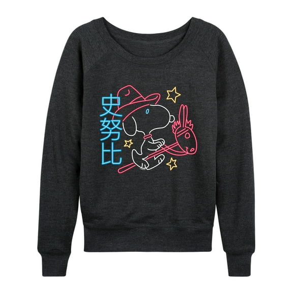 Peanuts - Neon Lunar NY Snoopy - Women's French Terry Long Sleeve Pullover