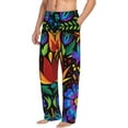 thumbnail image 2 of Uemuo Colorful Floral Pattern Men's Wide Leg Palazzo Lounge Pants with Pockets Light Weight Loose Comfy Casual Pajama Pants-Large, 2 of 9