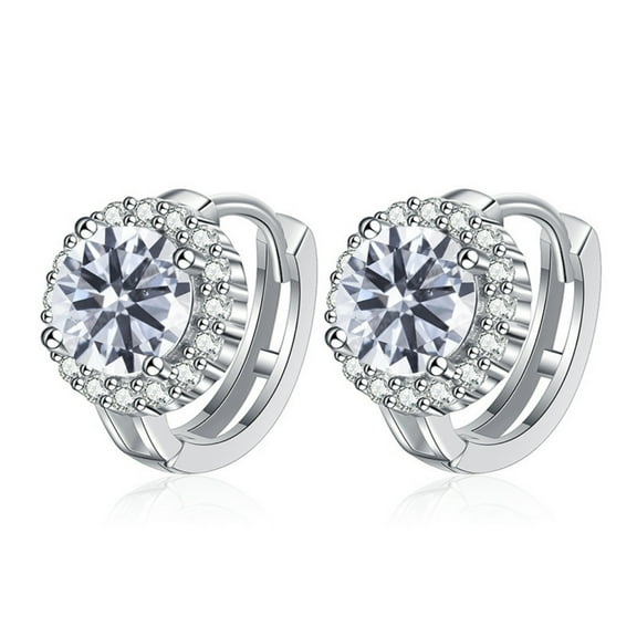 Moissanite Hoop Earrings for Women 2cttw D Color VVS1 clarity Round Cut Diamond Earrings Hoop 925 Sterling Silver Moissanite Earrings for Women with Certificate