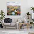 thumbnail image 2 of Vivid River Flowing Rural Vegetation Landscape Painting Gallery Wrapped Canvas Print Wall Art, 2 of 7