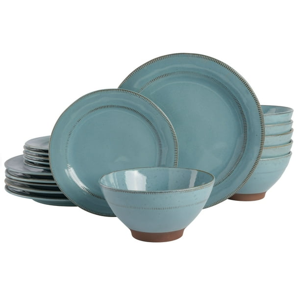 Gibson Elite 18 Piece Terranea Dinnerware Set Teal