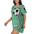 thumbnail image 2 of Fuzoiu BALL INSIDE THE NET GOAL Print Women's Short-Sleeved Pajama Set,Lounge Sleepwear Set,Womens Pajama Sets 2 Piece,Button-Up Top and Shorts with Pockets-XX-Large, 2 of 7