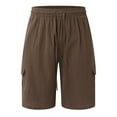 thumbnail image 4 of Huesdet Mens Casual Twill Cargo Shorts Classic Stretch Golf Hiking Short with Pockets Include Zipper Pocket(Brown,M), 4 of 8