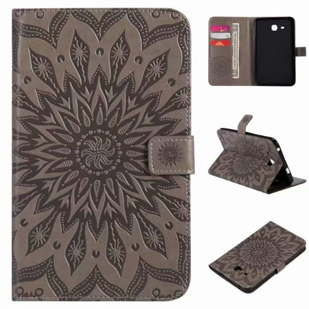 For Samsung Galaxy Tab A 8.0 T350 Sunflower Embossed PU Leather Flip Stand Case Auto Wake/Sleep Smart