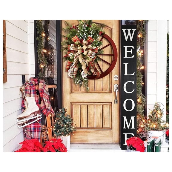 Tall Outdoor Welcome Sign for Front Door, 6ft Black ,Rustic Tall Welcome Sign for Front porch decor, Farmhouse Welcome Porch Sign Wood Vertical Decor, Fall porch decor for The Home