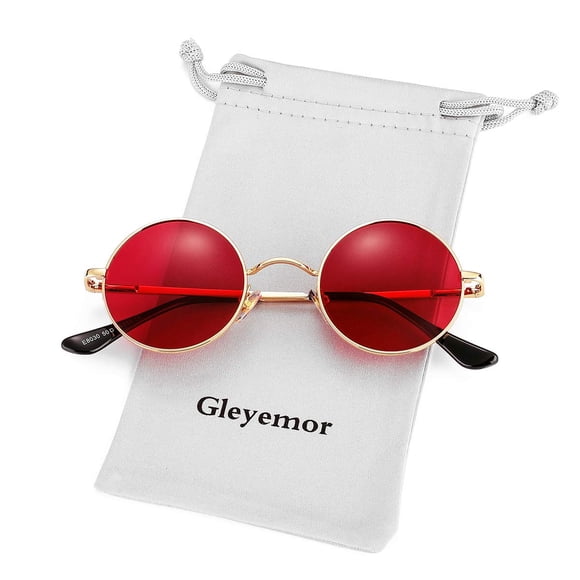 Gafas de Sol Polarizadas Redondas Gleyemor para Hombre y Mujer en Rojo y Amarillo