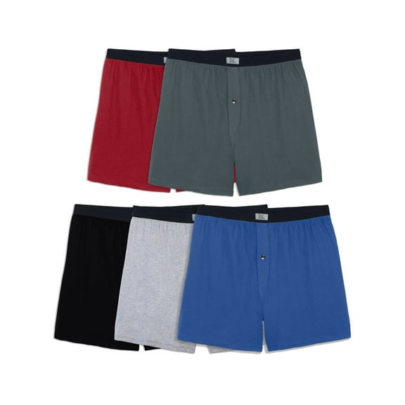 Fruit Of The Loom Men's Solid Knit Assorted Boxers - 5 Pack, Small