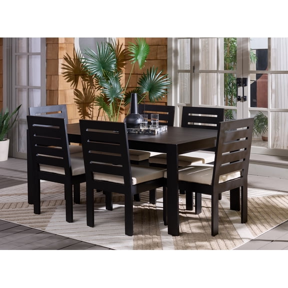 Safavieh Fash Modern Aluminum 4 Leg Outdoor Dining Table, Black