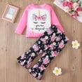 thumbnail image 2 of mgoYE 2Pcs Toddler Girl Clothes Girls Outfits Floral Prints Top+ Flared Pants 2 4 5 6 8T Fall Winter Girl Clothing Set(Black,7-8 Years), 2 of 8