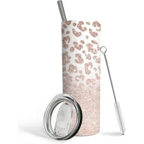 Leopard Tumbler With Lid And Straw 20 Oz Leopard Print Tumbler Cup Stainless Steel Insulated Cheetah Cup Pink Leopard Coffee Travel Mug