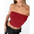 thumbnail image 5 of Women'S Tube Tops Strapless Crop Tops Basic Backless Sleeveless Going Out Outfits Summer Clothes Red XS, 5 of 10