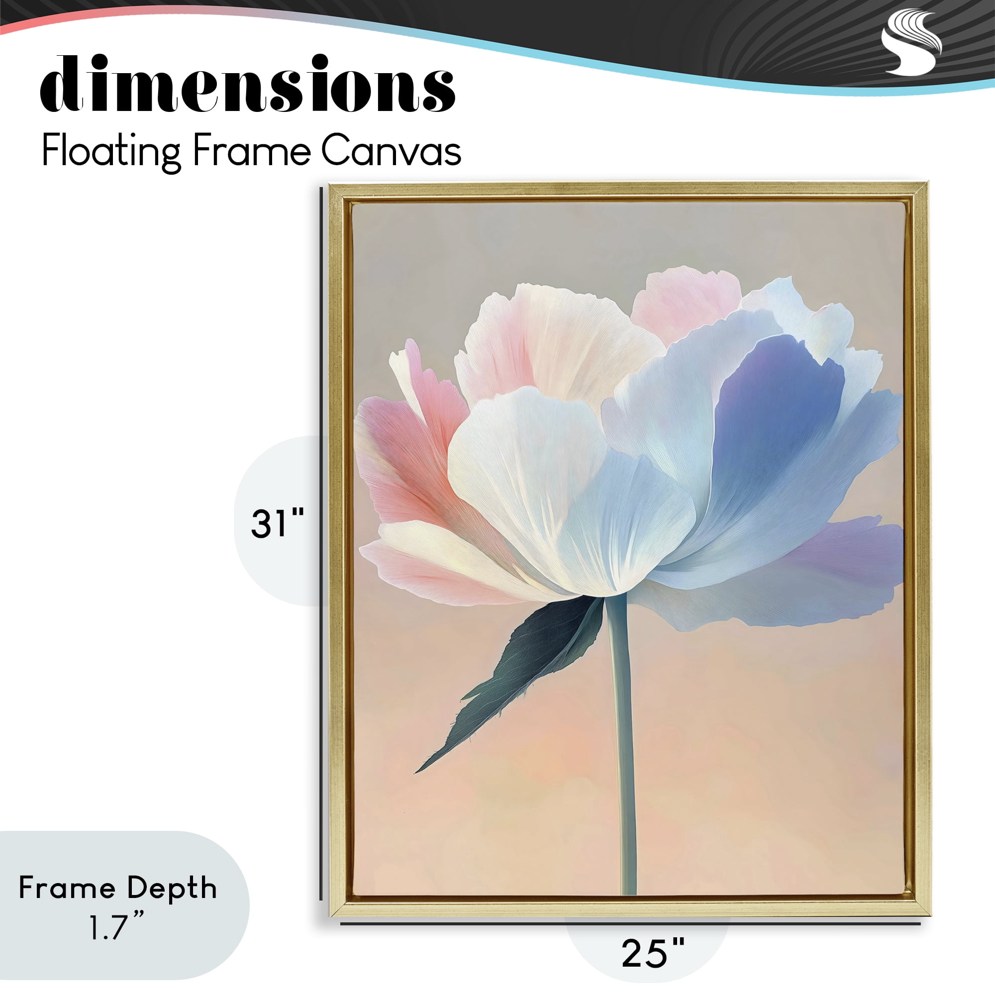Stupell Industries Pink & Blue Flower Serenity Gold Framed Floater Canvas Wall Art, design by The Prints Vibe