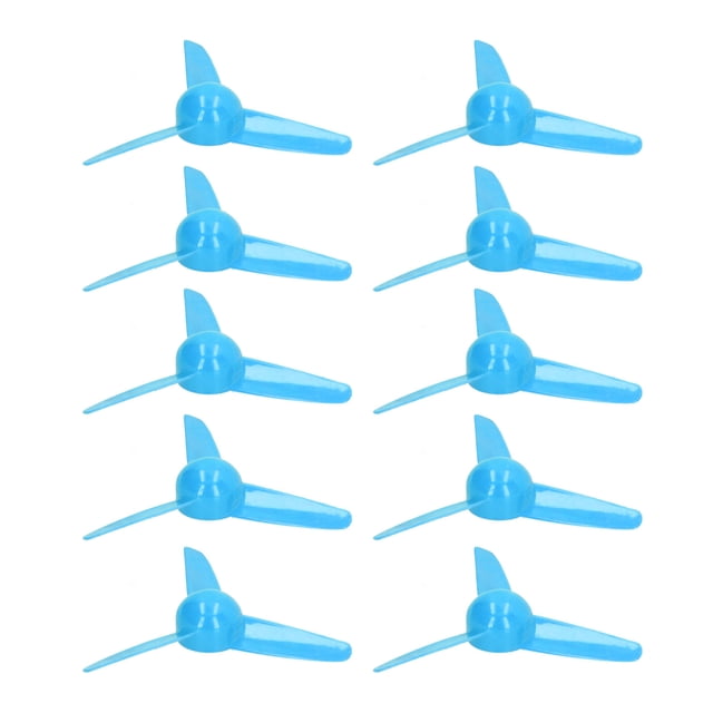 10 piezas de hélice de 3 palas de 70 mm, de plástico, para bricolaje, para barco de juguete, coche RC, accesorios giratorios, agujero de 2 mm, azul