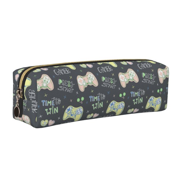 Easygdp Gamers para Estuche de Lápices de Cuero, Estuche de Papelería de Cuero, Estuche de Gran Capacidad con Cremallera