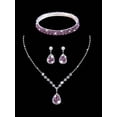 thumbnail image 3 of REMANLAND Purple Sparkle Envelope Evening Clutch with Rhinestone Jewelry Set, Matching Drop Earrings Necklace Bangle Women Formal Party Handbag, 3 of 7