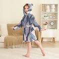 thumbnail image 4 of FORMRS Niños Bathrobe Unisex Hooded Robe Soft Plush Pajamas Sleepwear, Size 7-9T, Dark Cubes, 4 of 7